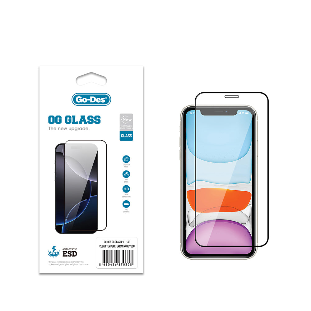 Apple iPhone 11 Go Des OG Glass Antistatik Temperli Cam Ekran Koruyucu