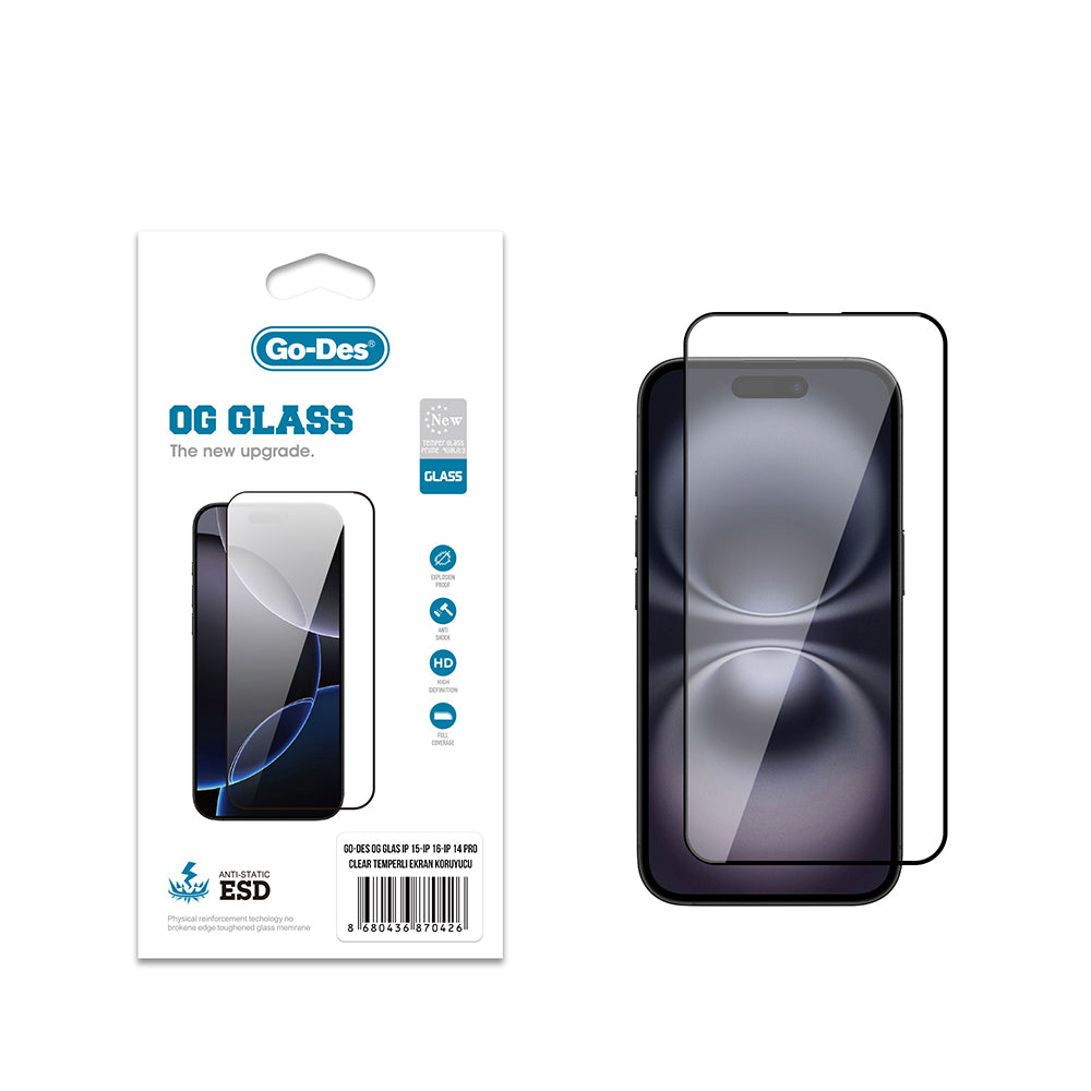 Apple iPhone 16 Go Des OG Glass Antistatik Temperli Cam Ekran Koruyucu