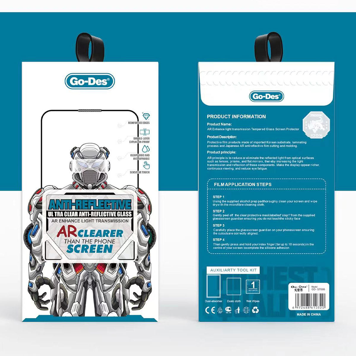 Apple iPhone 16E Go Des Anti Reflective Temperli Cam Ekran Koruyucu Siyah