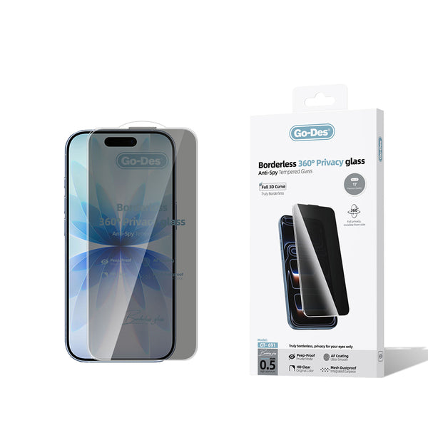 Apple iPhone 17 Go Des AF Borderless Privacy Temperli Cam Ekran Koruyucu