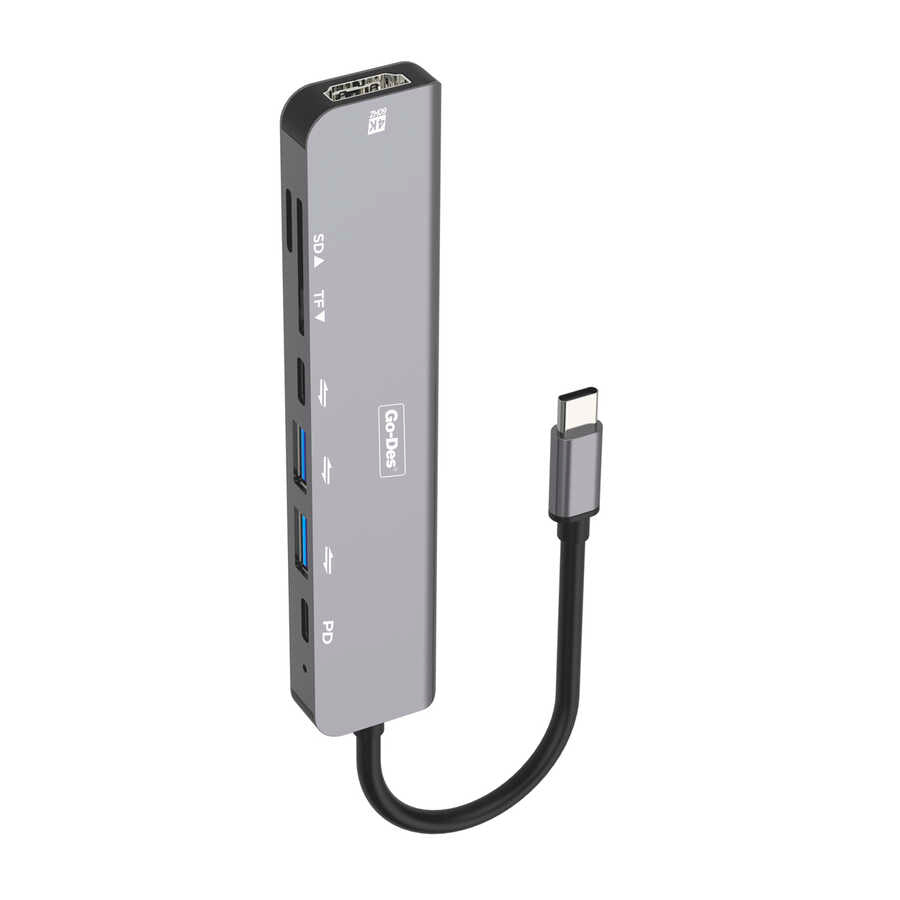 Go Des GD-6831 7 in 1 Type-C Hub Siyah