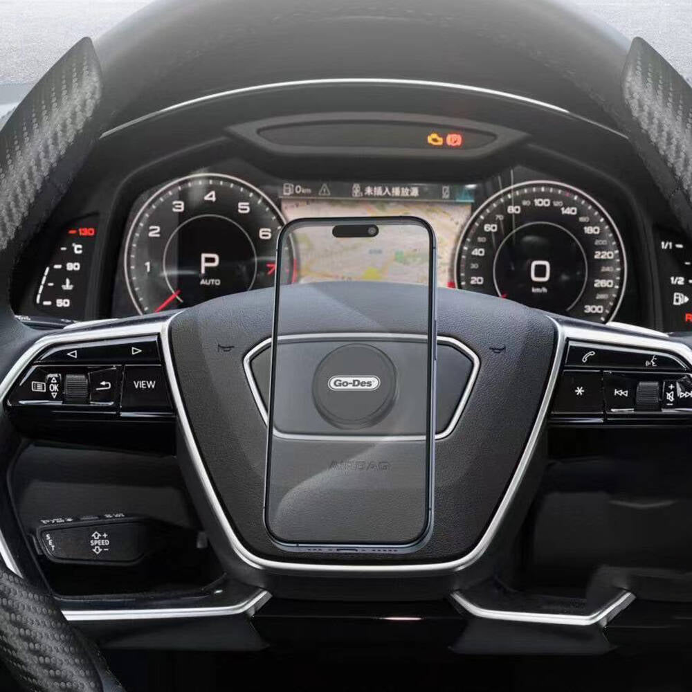 Go Des GD-HD307 Jiroskobik Sabitleme Özellikli Magnetik Direksiyon Tasarım Araç Telefon Tutucu Siyah