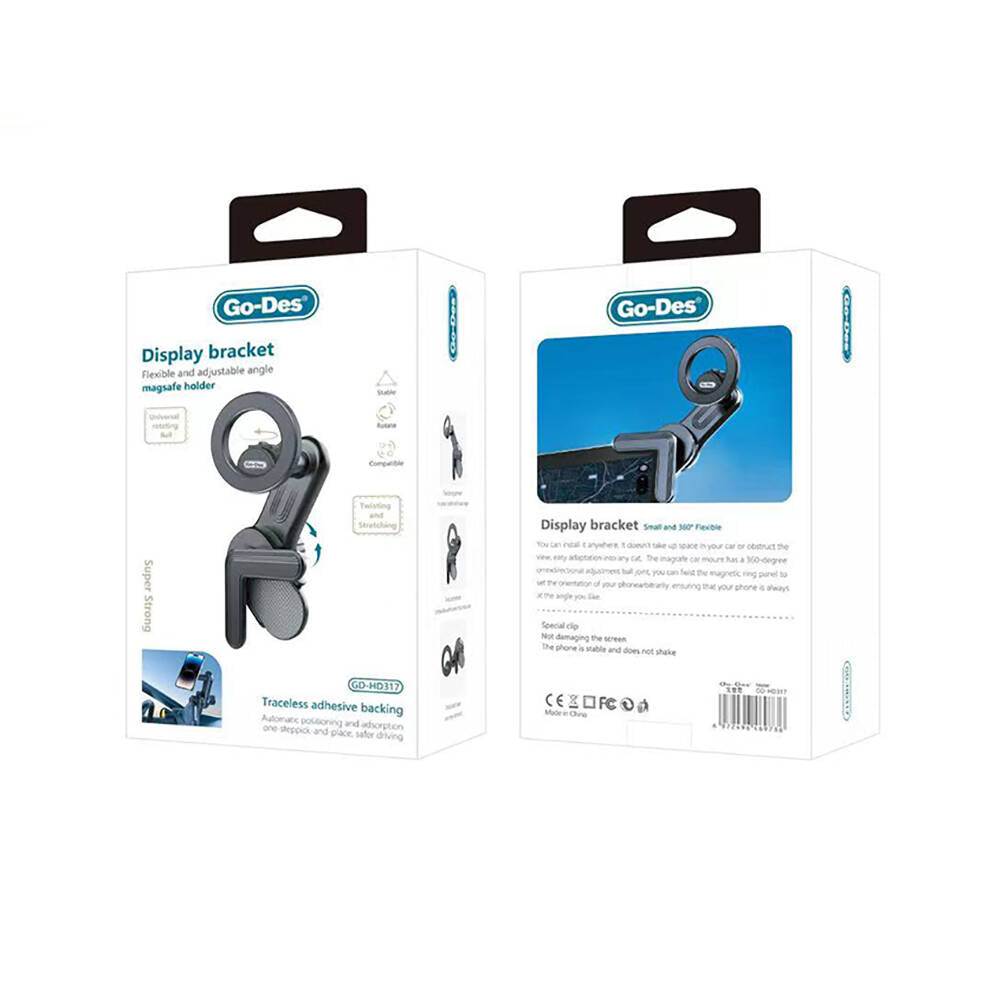 Go Des GD-HD317 360° Dönebilen Başlıklı V Köşeli Laptop - Monitör Telefon Tutucu Siyah