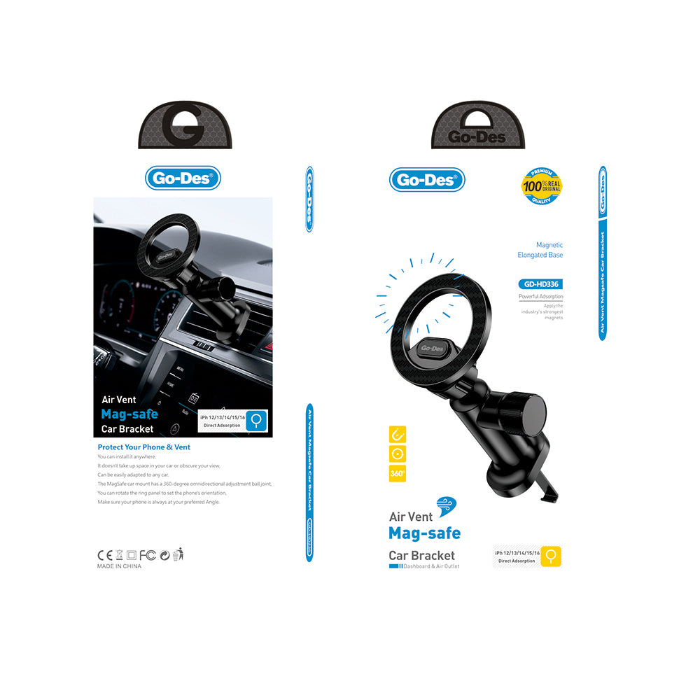 Go Des GD-HD336 Havalandırma Tasarım Magnetik Araç Telefon Tutucu Siyah