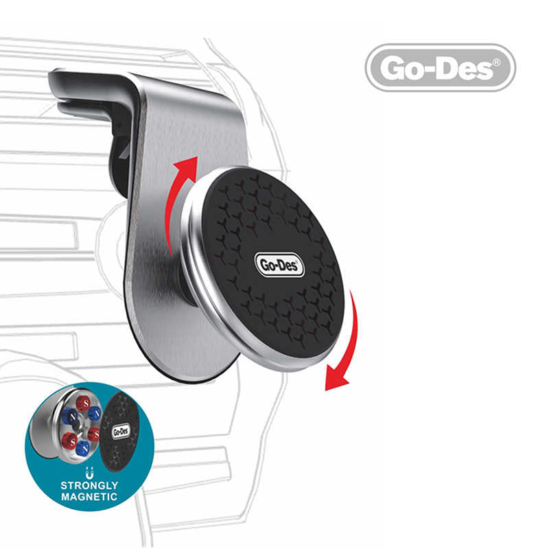 Go Des GD-HD676 L-Shaped Magnetik Araç Telefon Tutucu Siyah