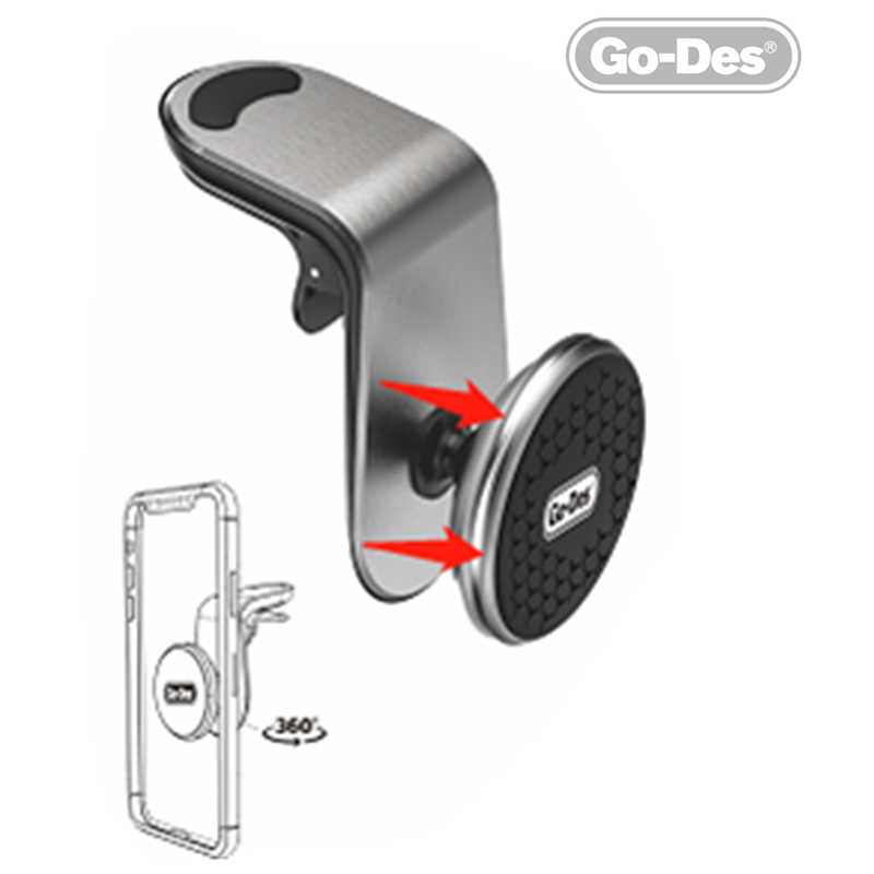 Go Des GD-HD676 L-Shaped Magnetik Araç Telefon Tutucu Siyah
