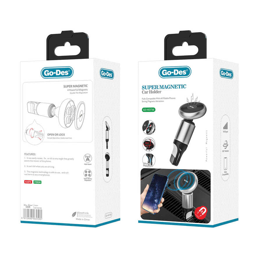 Go Des GD-HD736 Magnetik Araç Telefon Tutucu Siyah