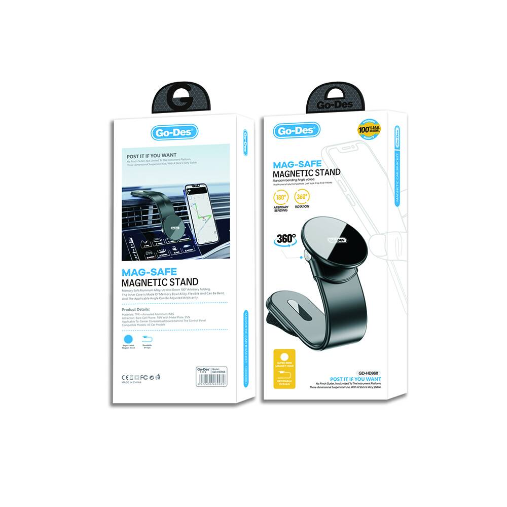 Go Des GD-HD968 Güçlü Magnetik Çok Açılı Araç Telefon Tutucu Siyah