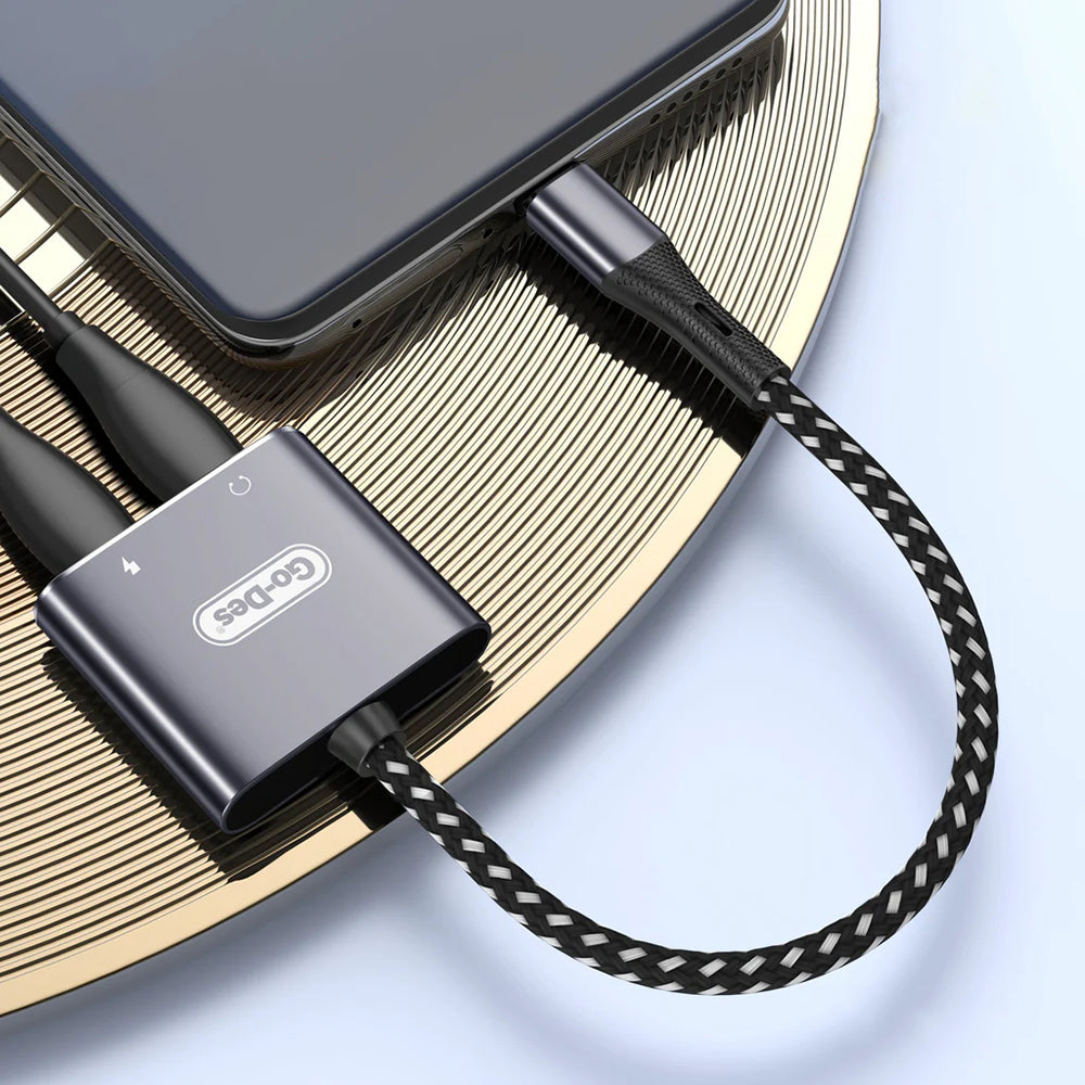 Go Des GD-UC161 2in1 Type-C To 3.5mm Hi-Fi Aux Çevirici Ses Adaptörü Gri