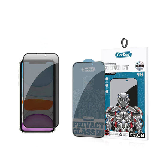 Apple iPhone 11 Go Des 9D Full Cover Privacy Temperli Cam Ekran Koruyucu Siyah
