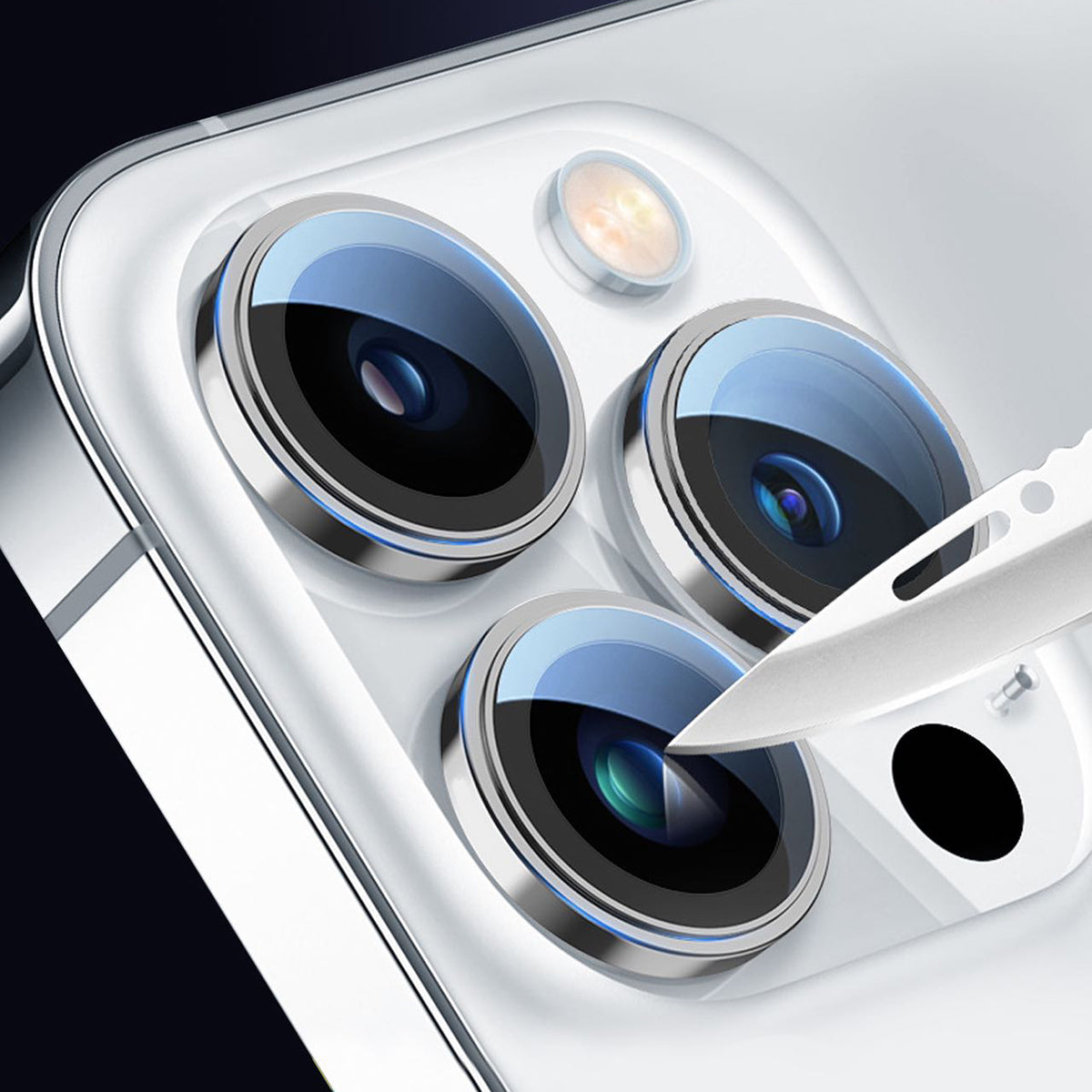 Apple iPhone 11 Pro Go Des CL-10 Kamera Lens Koruyucu Gümüş