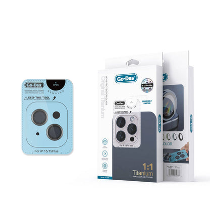 Apple iPhone 15 Go Des Titanium Premium Temperli Kamera Lens Koruyucu Yeşil