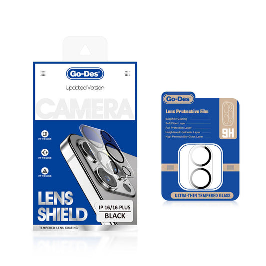 Apple iPhone 16 Go Des Lens Shield CL-14 Kamera Lens Koruyucu Siyah