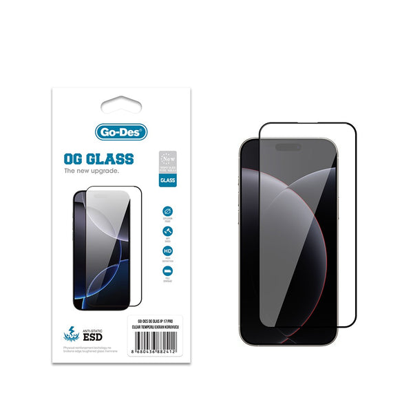 Apple iPhone 18 Pro Go Des OG Glass Antistatik Temperli Cam Ekran Koruyucu