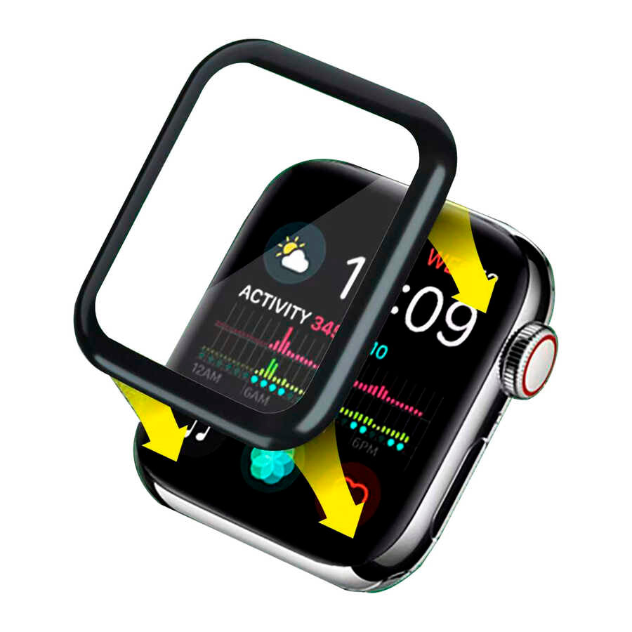 Apple Watch 40mm Go Des 2 in 1 Ekran Koruyucu Siyah