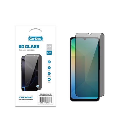 Galaxy A06 Go Des OG Glass Privacy Antistatik Temperli Cam Ekran Koruyucu Siyah