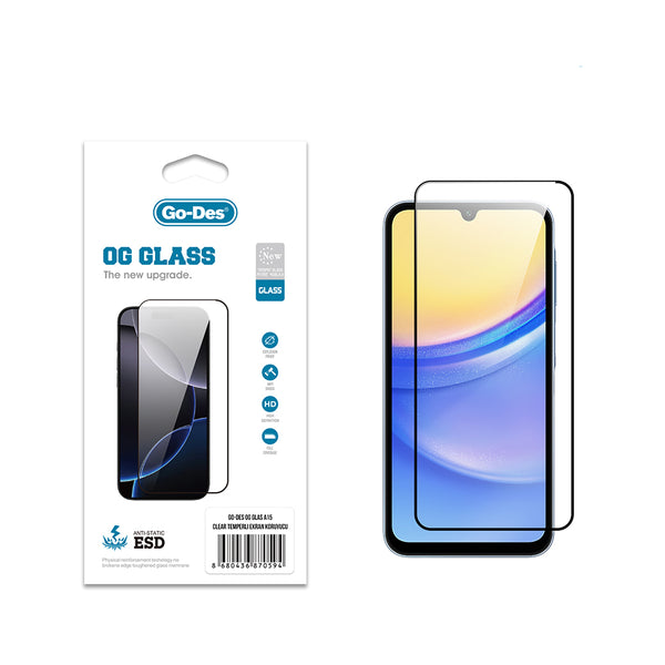 Galaxy A15 Go Des OG Glass Antistatik Temperli Cam Ekran Koruyucu
