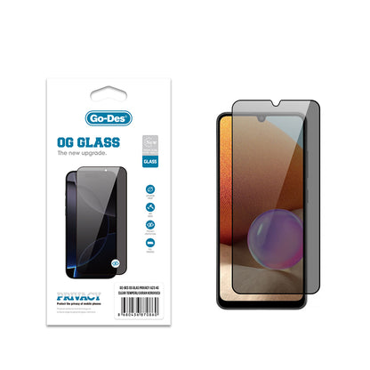 Galaxy A23 Go Des OG Glass Privacy Antistatik Temperli Cam Ekran Koruyucu Siyah