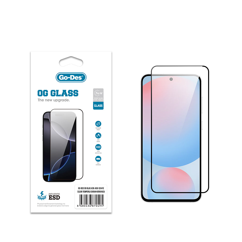 Galaxy A56 Go Des OG Glass Antistatik Temperli Cam Ekran Koruyucu