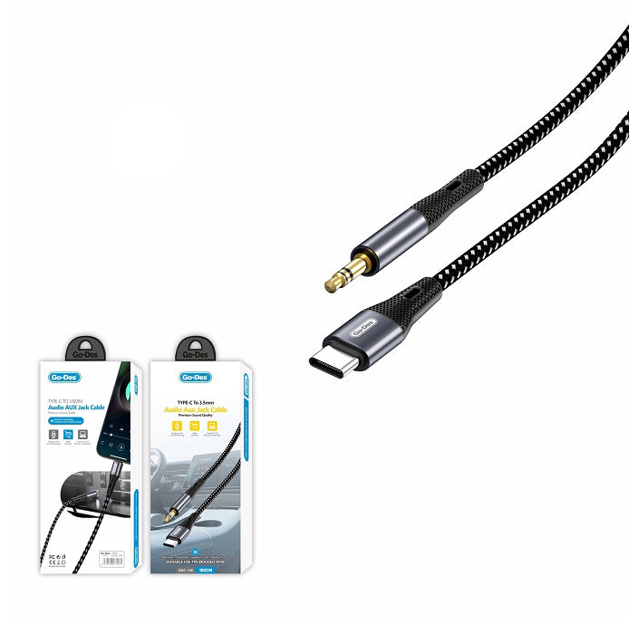 Go Des GAC-168 Type-C to 3.5mm AUX Audio Kablo 1M Siyah