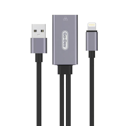 Go Des GD-6837 RJ45 to Lightning Ethernet Dönüştürücü OTG 100Mbps Gri