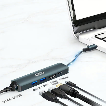 Go Des GD-6873 Type-C to HDTV 5in1 Dönüştürücü Adaptör