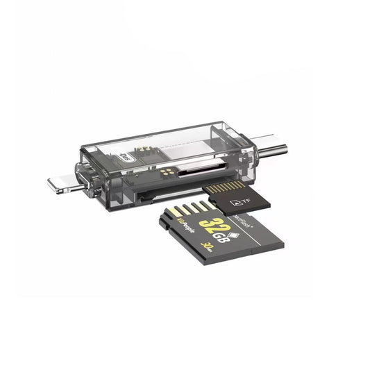 Go Des GD-DK007 Type-C & Lightning Çıkışlı 4 in 1 OTG Hafıza Kart Okuyucu Siyah