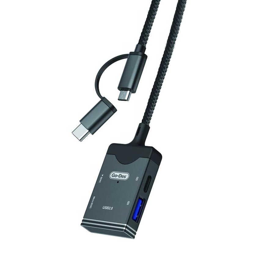 Go Des GD-DK106 5 in 1 OTG Hafıza Kart Okuyucu Siyah