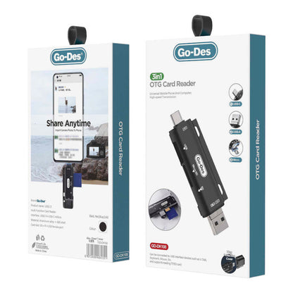 Go Des GD-DK108 3 in 1 OTG Hafıza Kart Okuyucu Siyah