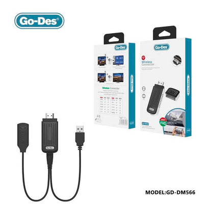 Go Des GD-DM566 Kablosuz HDMI Ses ve Görüntü Aktarıcı Siyah