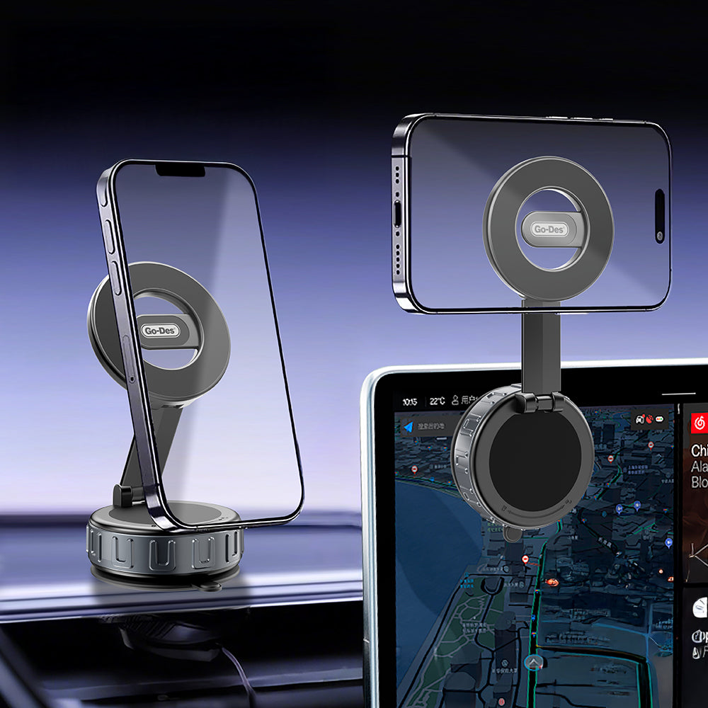 Go Des GD-HD241 360 Derece Dönebilen Vakum Özellikli Magnetik Telefon Tutucu Siyah