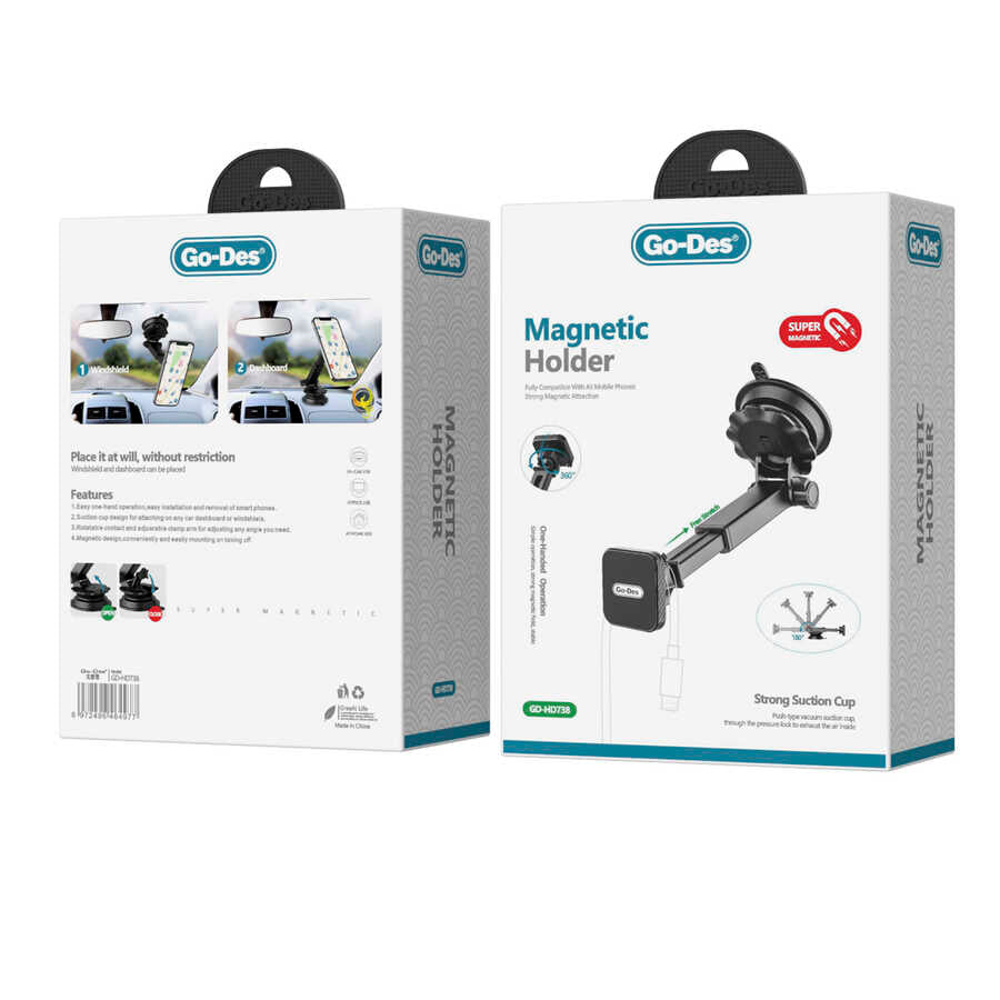 Go Des GD-HD738 Magnetik Araç Telefon Tutucu Siyah