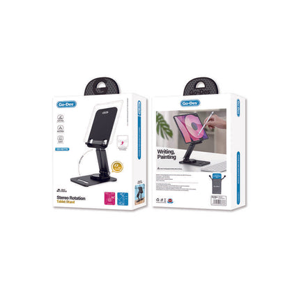 Go Des GD-HD778 Uzayabilen 360 Döner Başlıklı Metal Tablet Standı Siyah
