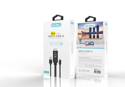 Go Des GD-HM807 2 in 1 Usb-C HDTV Kablo Siyah