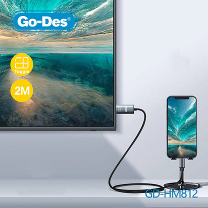 Go Des GD-HM812 Lightning To HDMI Kablo 2 Metre Gri