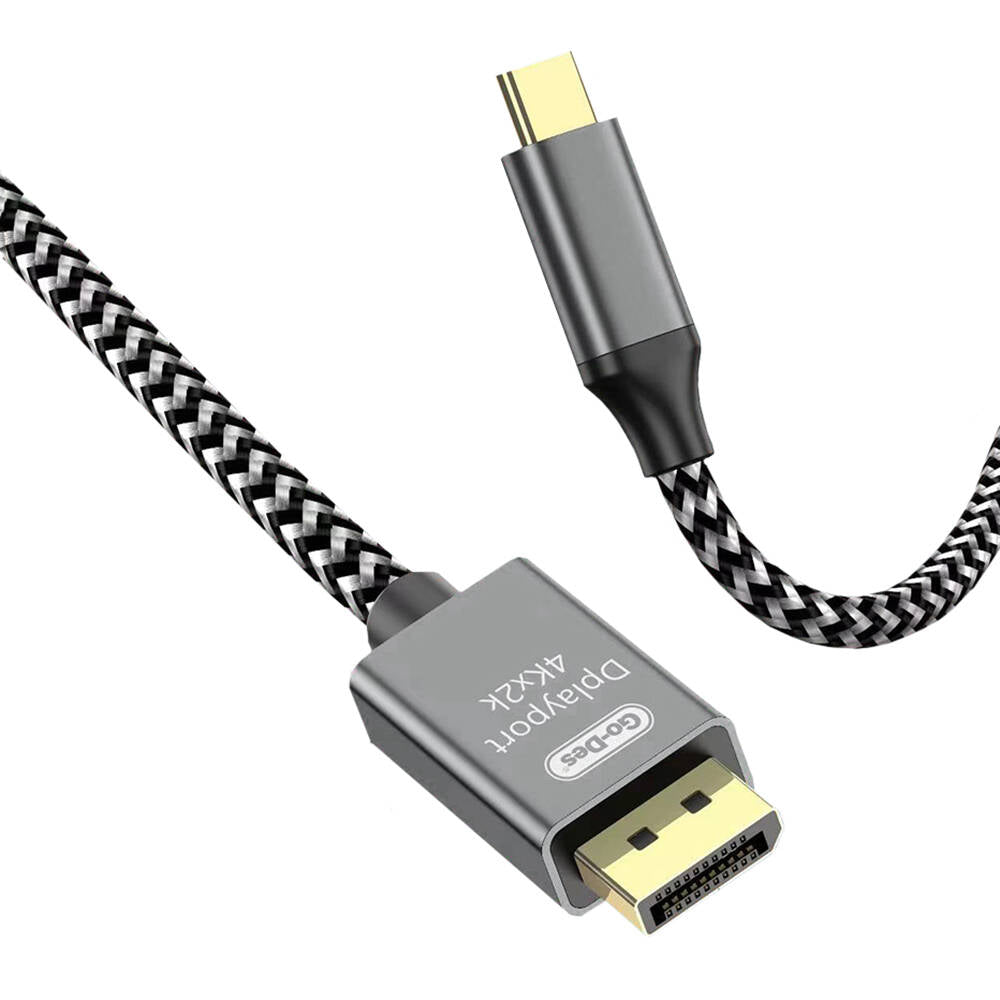 Go-Des GD-HM826 Ultra HD 8K@60Hz Type-C to Display Port Kablo 1.8M Gri