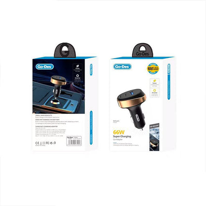 Go-Des GD-QC2207 PD 66W Hızlı Şarj Özellikli Araç Şarj Başlığı Siyah
