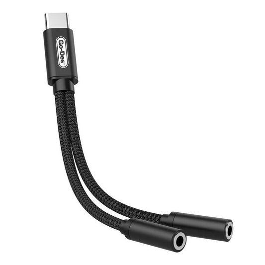 Go Des GD-UC037 Type-C To Double 3.5mm Dönüştürücü Siyah