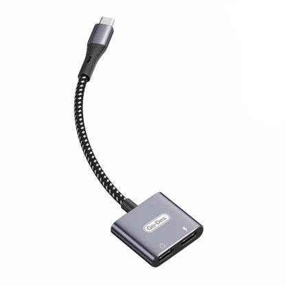 Go Des GD-UC161 2in1 Type-C To 3.5mm Hi-Fi Aux Çevirici Ses Adaptörü Gri