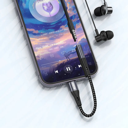 Go Des GD-UC166 Lightning to 3.5mm Aux Çevirici Örgülü Ses Adaptörü Gri