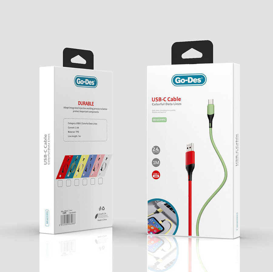 Go Des GD-UC519 Type - C Usb Kablo Kırmızı