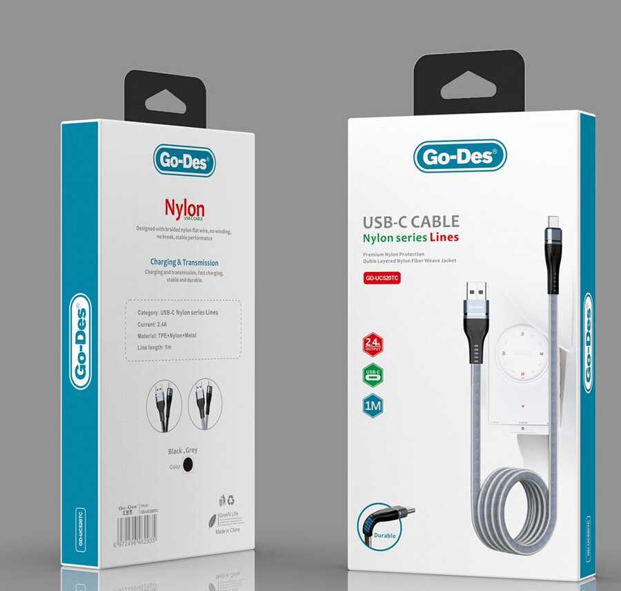 Go Des GD-UC520 Type - C Usb Kablo Gri