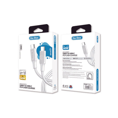 Go Des GD-UC571 Type-C to Type-C PD Hızlı Şarj Kablosu 60W 1 Metre Beyaz