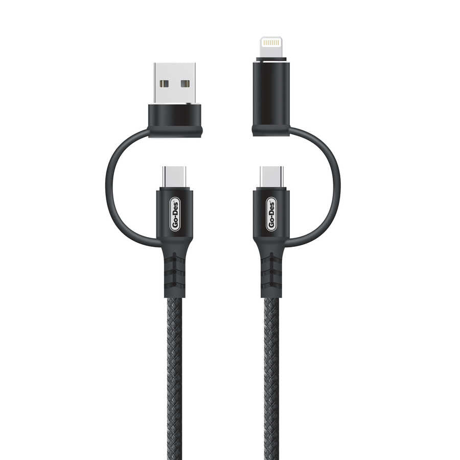 Go Des GD-UC587 4 in 1 Type-C-Lightning To PD-Usb Kablo Siyah