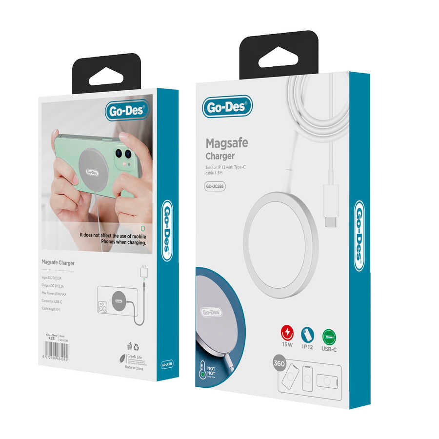 Go Des GD-UC588 M-safe Wireless Şarj Beyaz