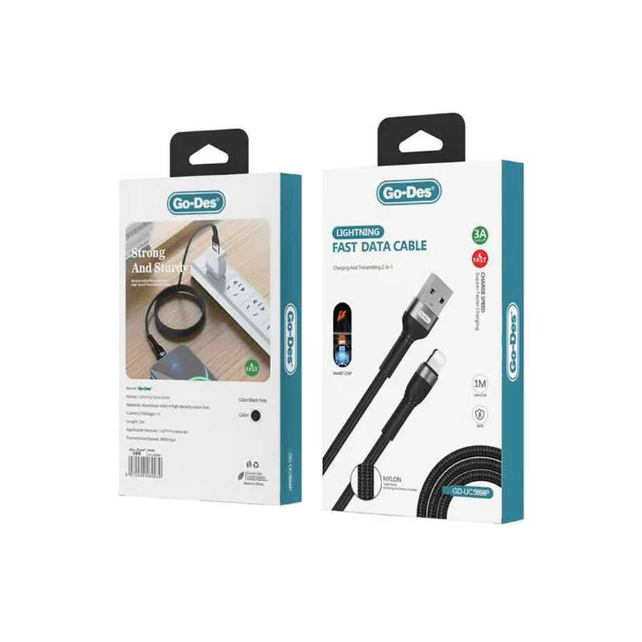 Go Des GD-UC589IP Lightning Usb Hızlı Data Kablosu 1 metre Siyah