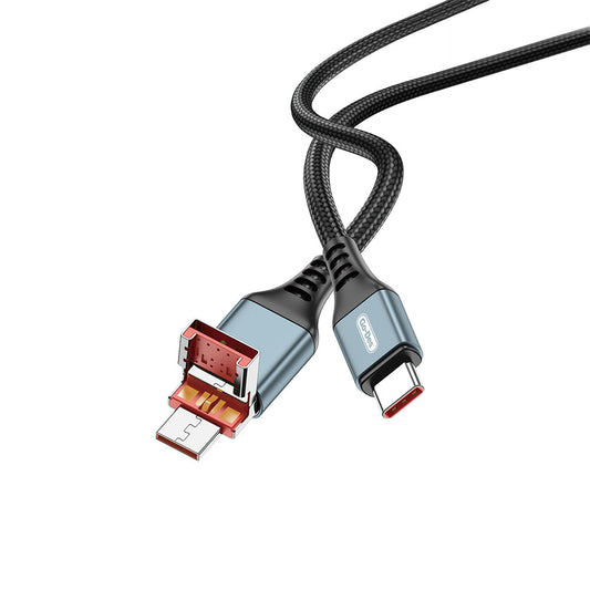 Go Des GD-UC593 Biyonik Terminal Tasarım PD65W Type-C to Type-C & USB-A to Type-C Kablo Siyah