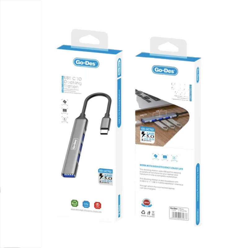 Go Des GD-UC702 4 in 1 Çoklu USB İstasyonu Gri