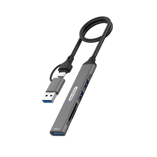 Go Des GD-UC707 USB3.0 + USB2.0 + SD/TF Bağlantılı Type-C USB-A 5in2 Hub Gri