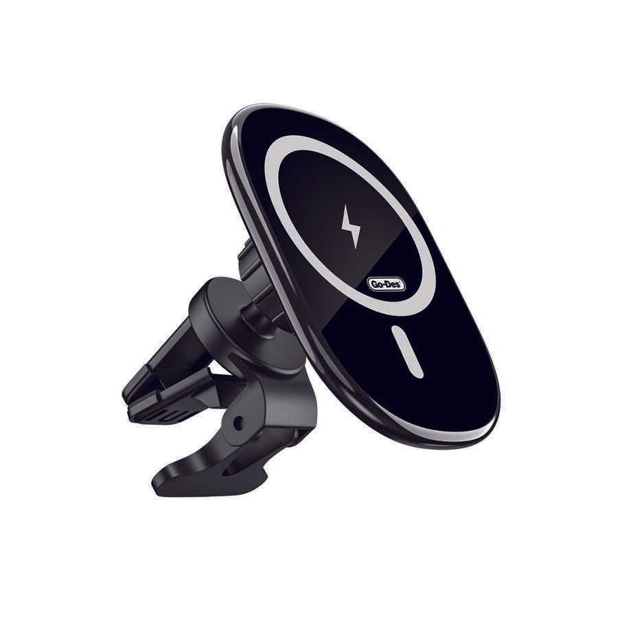 Go Des GD-WL398 Magnetik Wireless Şarj Özellikli 2 in 1 Telefon Tutucu Vantuzlu Tasarım Siyah